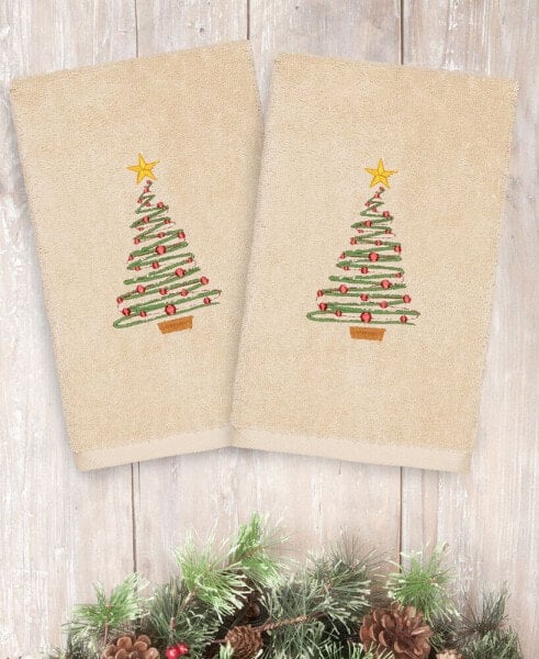 Christmas Tree 100% Turkish Cotton 2-Pc. Hand Towel Set