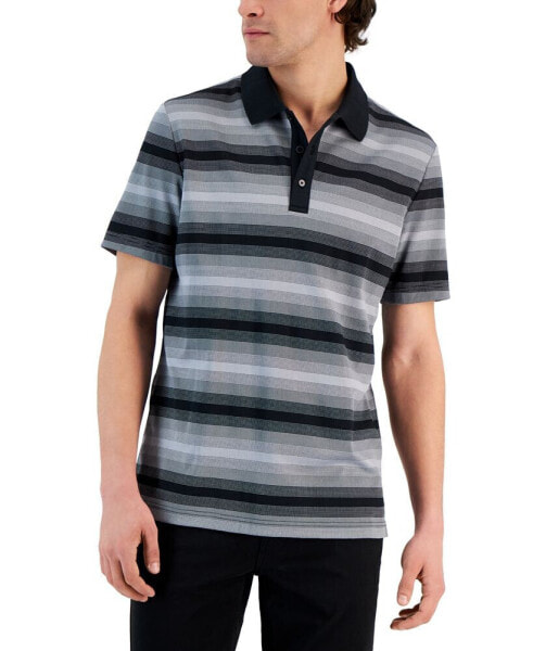Men's Regular-Fit Supima Knit Interlock Striped Polo Shirt, Created for Macy's