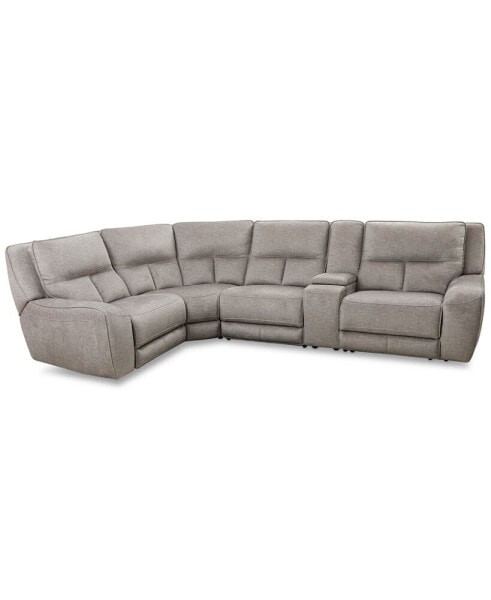 CLOSEOUT! Terrine 5-Pc. Fabric Sectional with 2 Power Motion Recliners and 1 USB Console, Created for Macy's