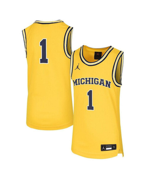 Big Boys #1 Maize Michigan Wolverines Team Replica Basketball Jersey