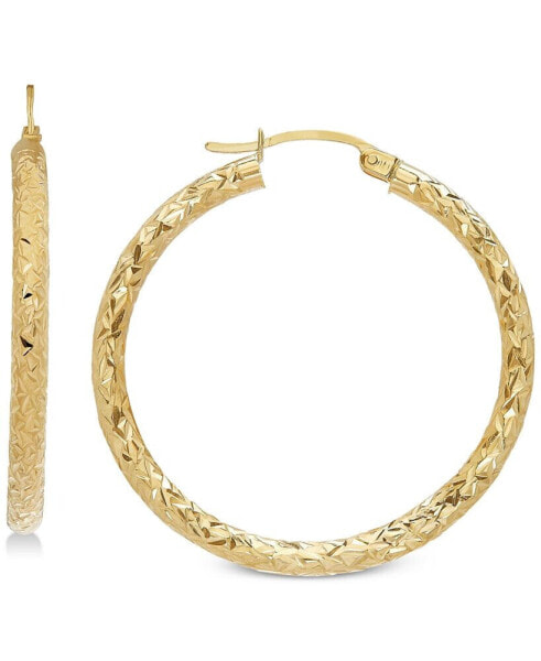 Серьги Italian Gold Textured Hoop