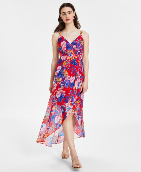 Women's Floral Print Sleeveless High-Low Maxi Dress