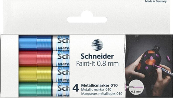 Schneider MARKER AKRYLOWY SCHNEIDER PAINT-IT METALLIC 4 SZTUKI (NIEBIESKI, CZEROWNY, ŻÓŁTY, ZIELONY)