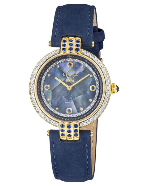 Women's Matera Swiss Quartz Blue Italian Suede Strap Watch 35mm