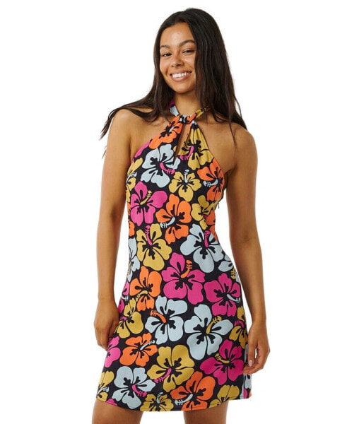 Juniors' Hibiscus Heat Halter Sleeveless Dress