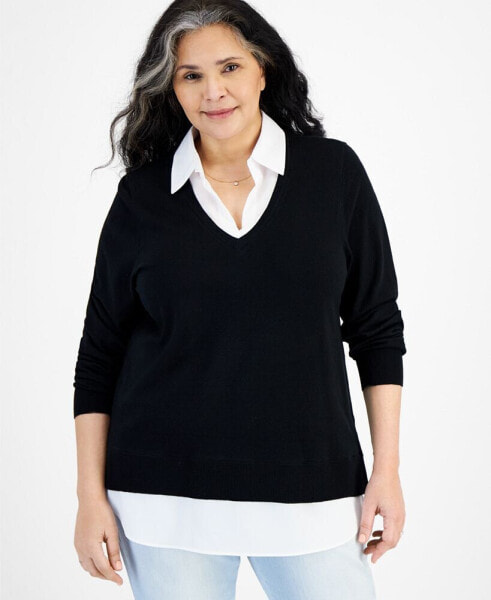 Plus Size Twofer Sweater, Created for Macy's