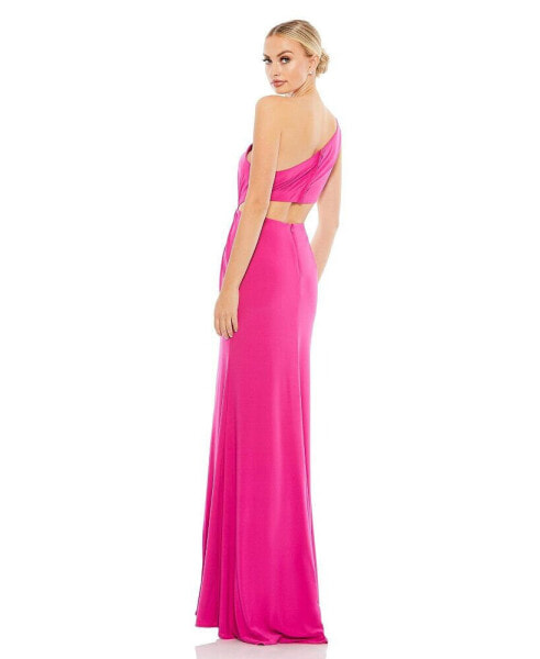 Women's Ieena One Shoulder Ruched Cut Out Jersey Gown