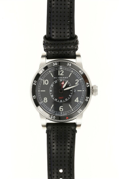 BURBERRY BU7854 'The Utilitarian' GMT Black Leather Men's Watch 134575