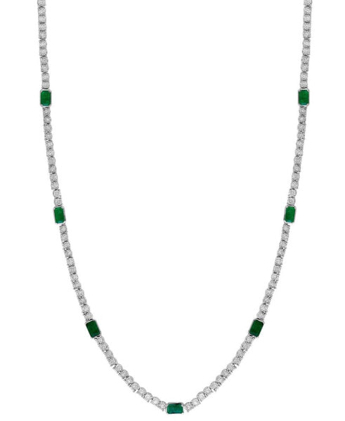 EFFY® Emerald (1-7/8 ct. t.w.) & Diamond (1/2 ct. t.w.) 18" Collar Necklace in Sterling Silver