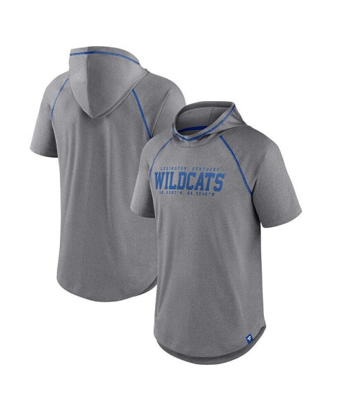 Men's Heathered Gray Kentucky Wildcats Four Relay Poly Hooded T-shirt