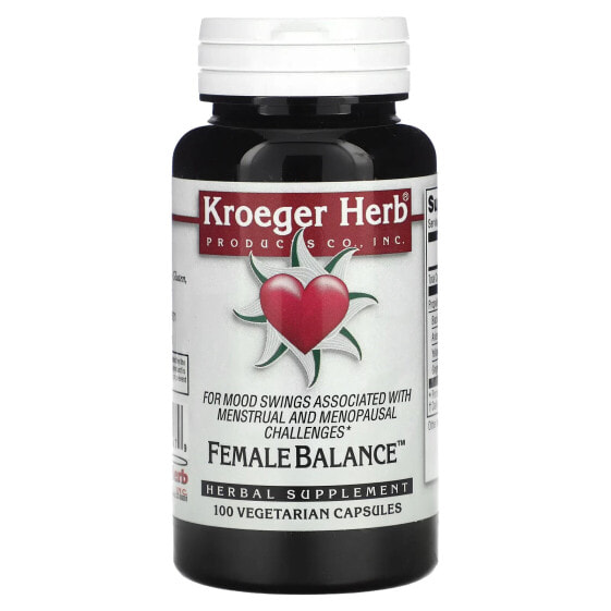 Витамины и БАДы Улучшение памяти и работы мозга Kroeger Herb Co Female Balance, 100 вегетарианских капсул