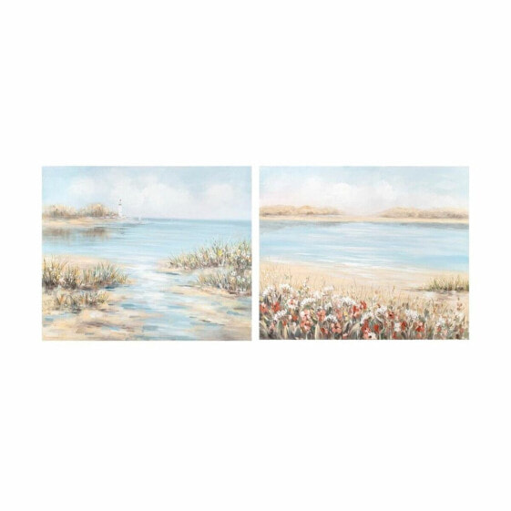 Painting DKD Home Decor 100 x 3,7 x 80 cm Beach Mediterranean (2 Units)