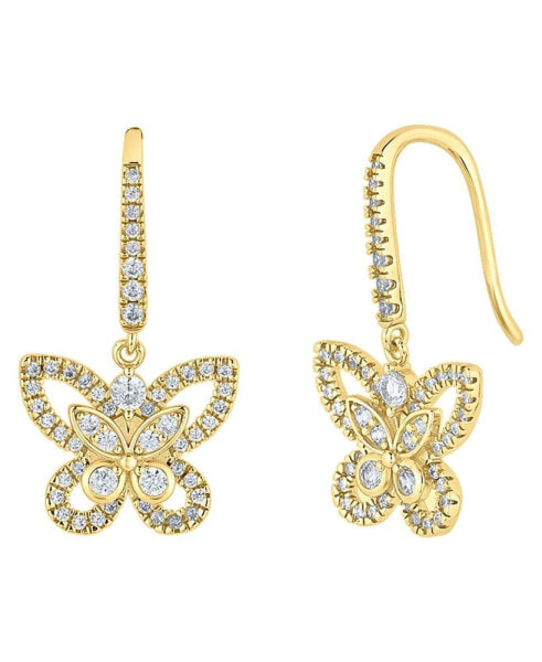 Cubic Zirconia Fine Silver-Plated or 18K Gold-Plated Butterfly Earring