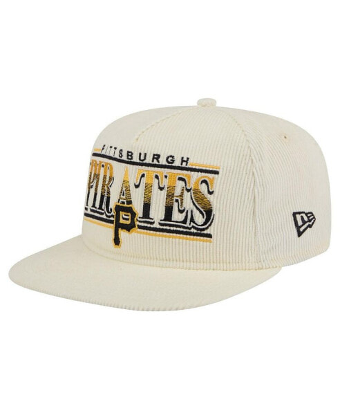 Men's Cream Pittsburgh Pirates Throwback Bar Golfer Corduroy Snapback Hat