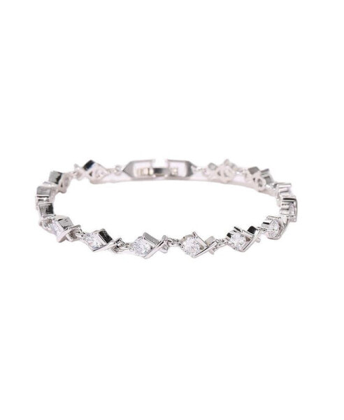 XO Tennis Bracelet for Women with Round Cut White Diamond Cubic Zirconia Stones