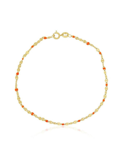 Orange Enamel Glitter Bracelet 14K Gold