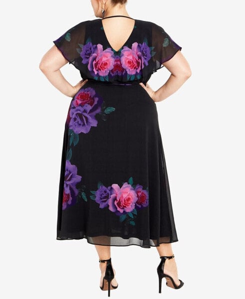 Plus Size Tied Rose Maxi Dress