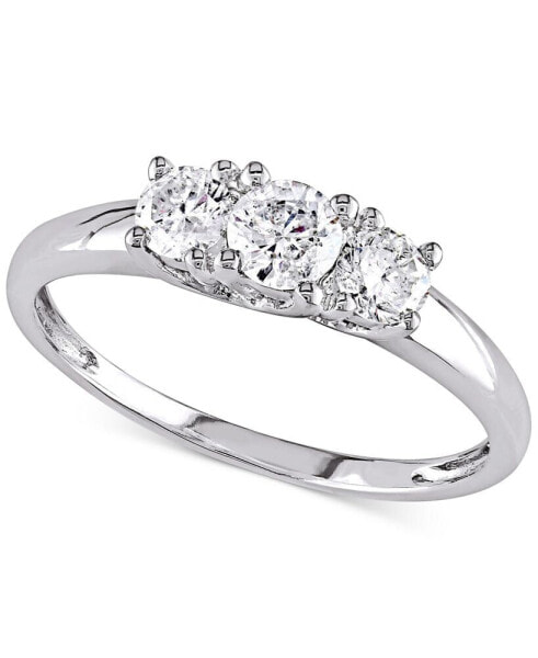 Diamond Three Stone Engagement Ring (1/2 ct. t.w.) in 14k White Gold