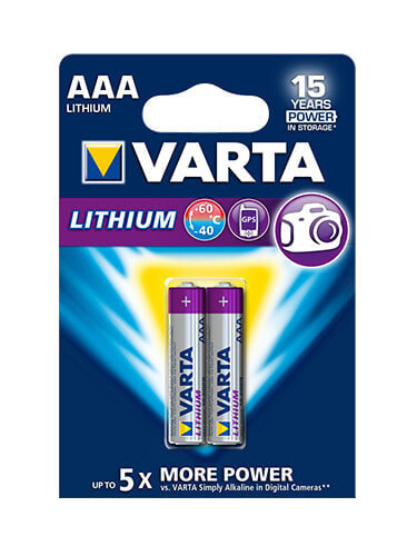 Varta 06103 - Single-use battery - AAA - Lithium - 1.5 V - 2 pc(s) - 1100 mAh