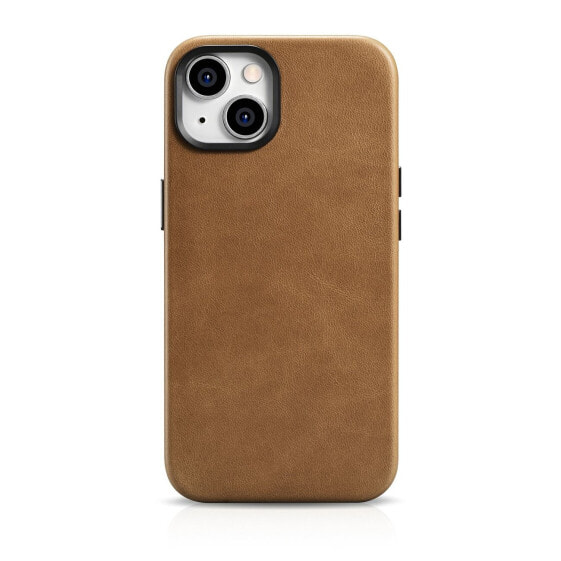 Чехол ICARER для iPhone 14 магнитный MagSafe Oil Wax Premium Leather Case светло-коричневый