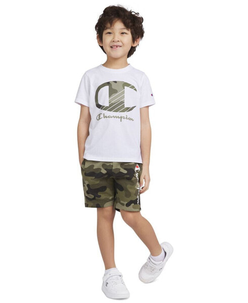 Toddler & Little Boys Short-Sleeve T-Shirt & Fleece Shorts, 2 Piece Set