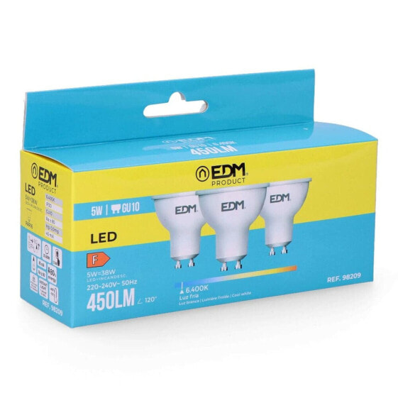 Лампочки LED EDM Pack of 3 5 Вт GU10 450 лм Ø 5 х 5,5 см (6400 K)