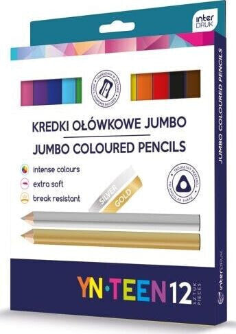 Interdruk Kredki ołówkowe YN TEEN Jumbo trójkątne Gold 12 kolorów Interdruk Galanteria