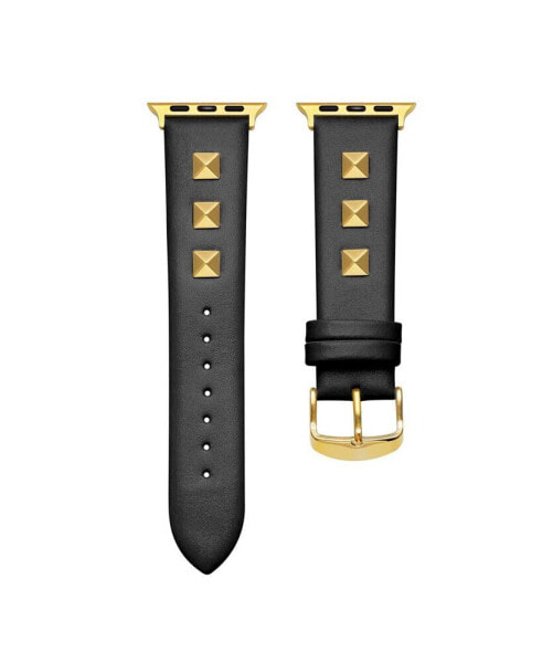 Rebel Black Genuine Leather and Stud Band for Apple Watch, 38mm-40mm