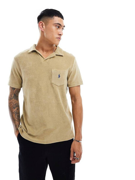 Polo Ralph Lauren icon logo pocket spa terry polo in beige