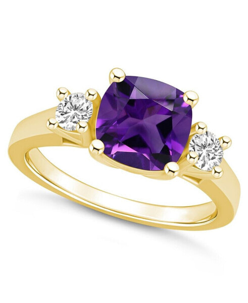 Amethyst (2 ct. t.w.) and Diamond (1/3 ct. t.w.) Ring in 14K Yellow Gold