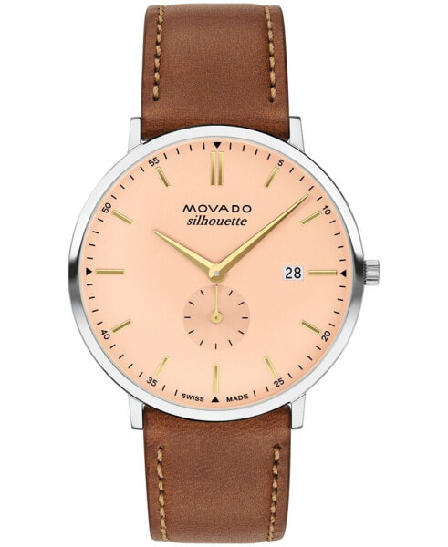 Men's Silhouette Swiss Quartz Cognac Brown Leather Watch 40mm