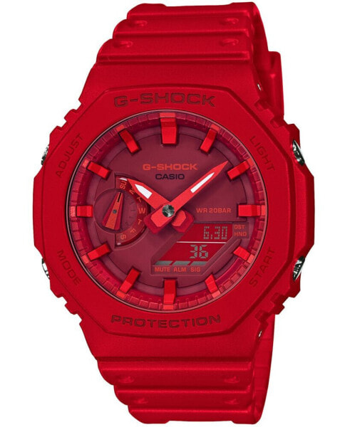 Часы и аксессуары CASIO G-Shock мужские аналогово-цифровые красный резиновый ремешок 45.4 мм GA2100-4A
