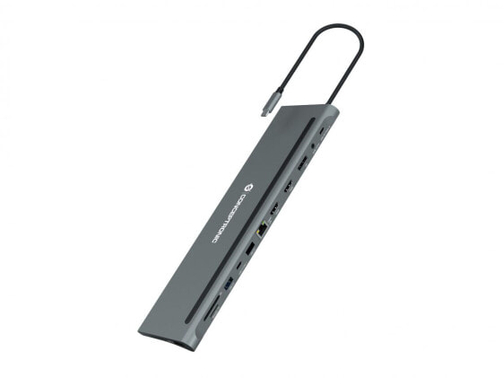 Conceptronic DONN17G - Wired - USB 3.2 Gen 1 (3.1 Gen 1) Type-C - 100 W - 10,100,1000 Mbit/s - Grey - MicroSD (TransFlash) - SD