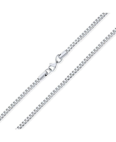 Heavy Strong Square 5MM Venetian Mirror Box Link Chain Necklace For Women Men .925 Sterling Silver Made In Italy 16 Inch