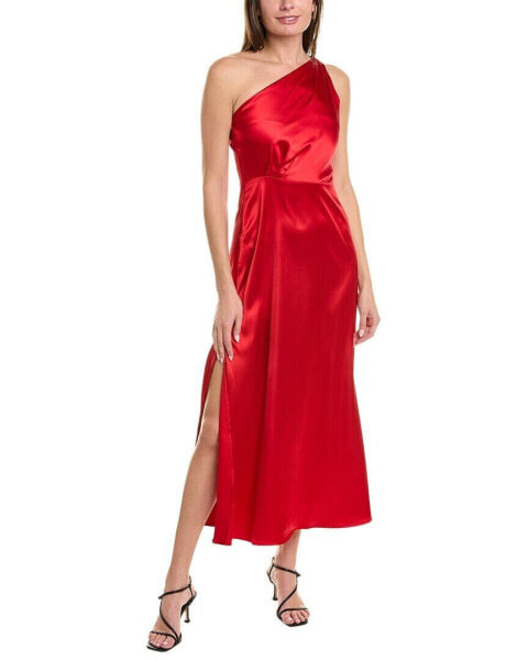 Rachel Parcell One-Shoulder Satin Midi Dress Women's Red 6