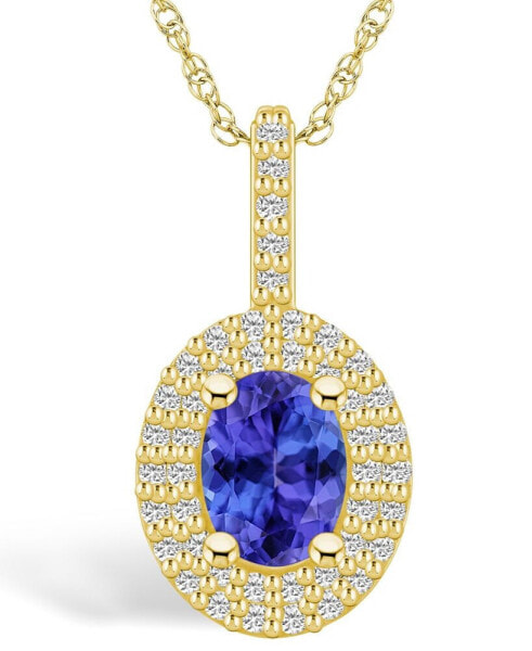 Tanzanite (1-1/4 Ct. t.w.) and Diamond (1/2 Ct. t.w.) Halo Pendant Necklace