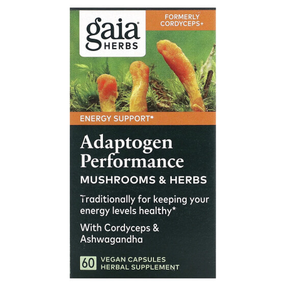 Травяные капсулы Gaia Herbs Adaptogen Performance, Грибы и Травы, 60 веганских капсул