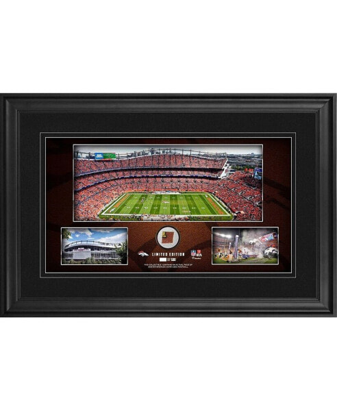 Denver Broncos Framed 10" x 18" Stadium Panoramic Collage with Game-Used Football - Limited Edition of 500