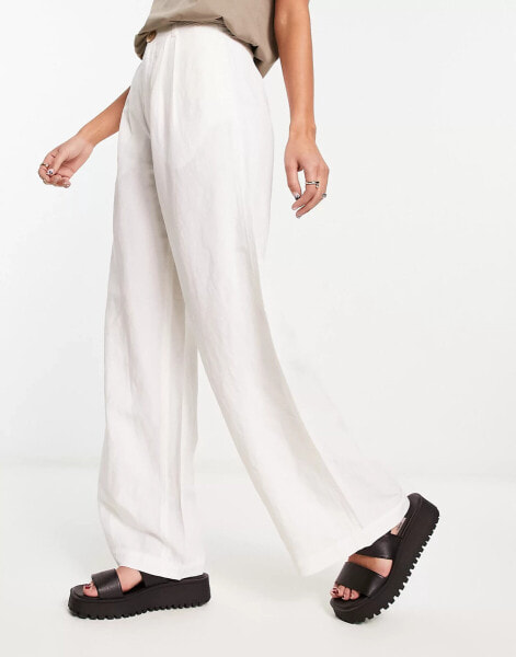 & Other Stories wide leg trousers in off white