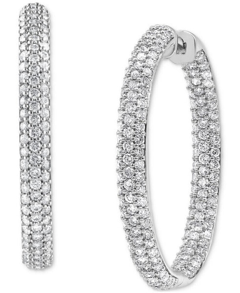 Lab Grown Diamond In & Out Medium Hoop Earrings (3 ct. t.w.) in 14k White Gold