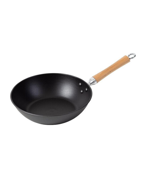 Professional Series Cast Iron Stir Fry Pan with Maple Handle, 11.5"