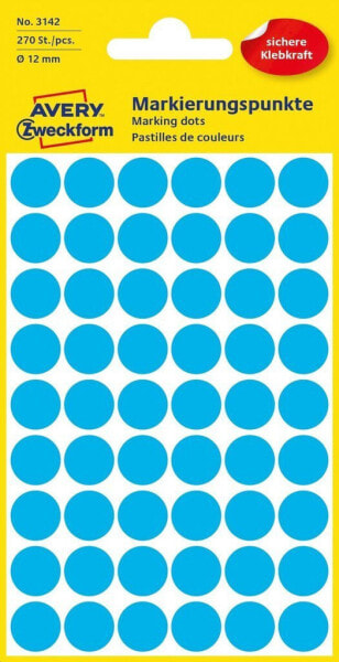 Avery Zweckform Avery Colour Coding Dots, Blue, Blue, Circle, Paper, 1.2 cm, 270 pc(s), 54 pc(s)