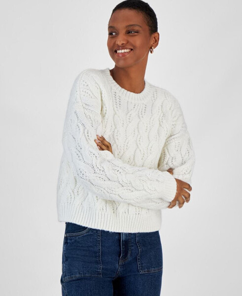 Women's Cable Knit Crewneck Sweater, Created for Macy's