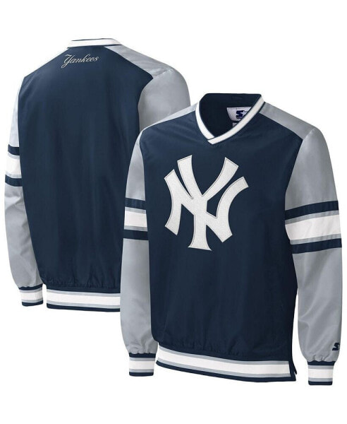 Men's Navy New York Yankees Yardline Pullover Windbreaker