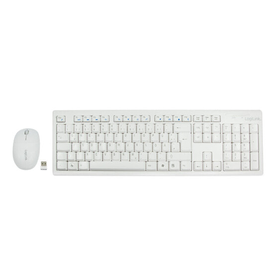 LogiLink Keyboard Mouse Combo wireless - Full-size (100%) - Wireless - USB - White - Mouse included