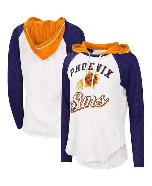 Women's White Phoenix Suns MVP Raglan Hoodie Long Sleeve T-shirt