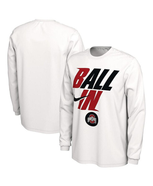 Men's White Ohio State Buckeyes Ball In Bench Long Sleeve T-shirt