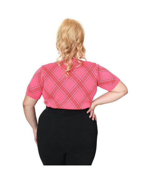 Plus Size Patterned Short Sleeve Sweater