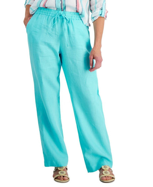 Petite 100% Linen Drawstring Pants, Created for Macy's