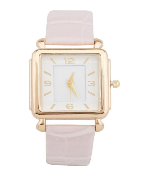 Women's Analog Blush Croc Polyurethane Leather Strap Plain Watch 27mm